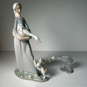 LLADRO GIRL with GOOSE & DOG Retired Figurine #4866f And Goose 0-13 Rare
